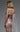 MNM Couture Gown Back View: Pink Sequin Column Gown highlighting the dramatic Trailing Cape