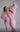MNM Couture Pink Mermaid Gown with Feathered Shrug and Beaded Halter Neck for Red Carpet Event