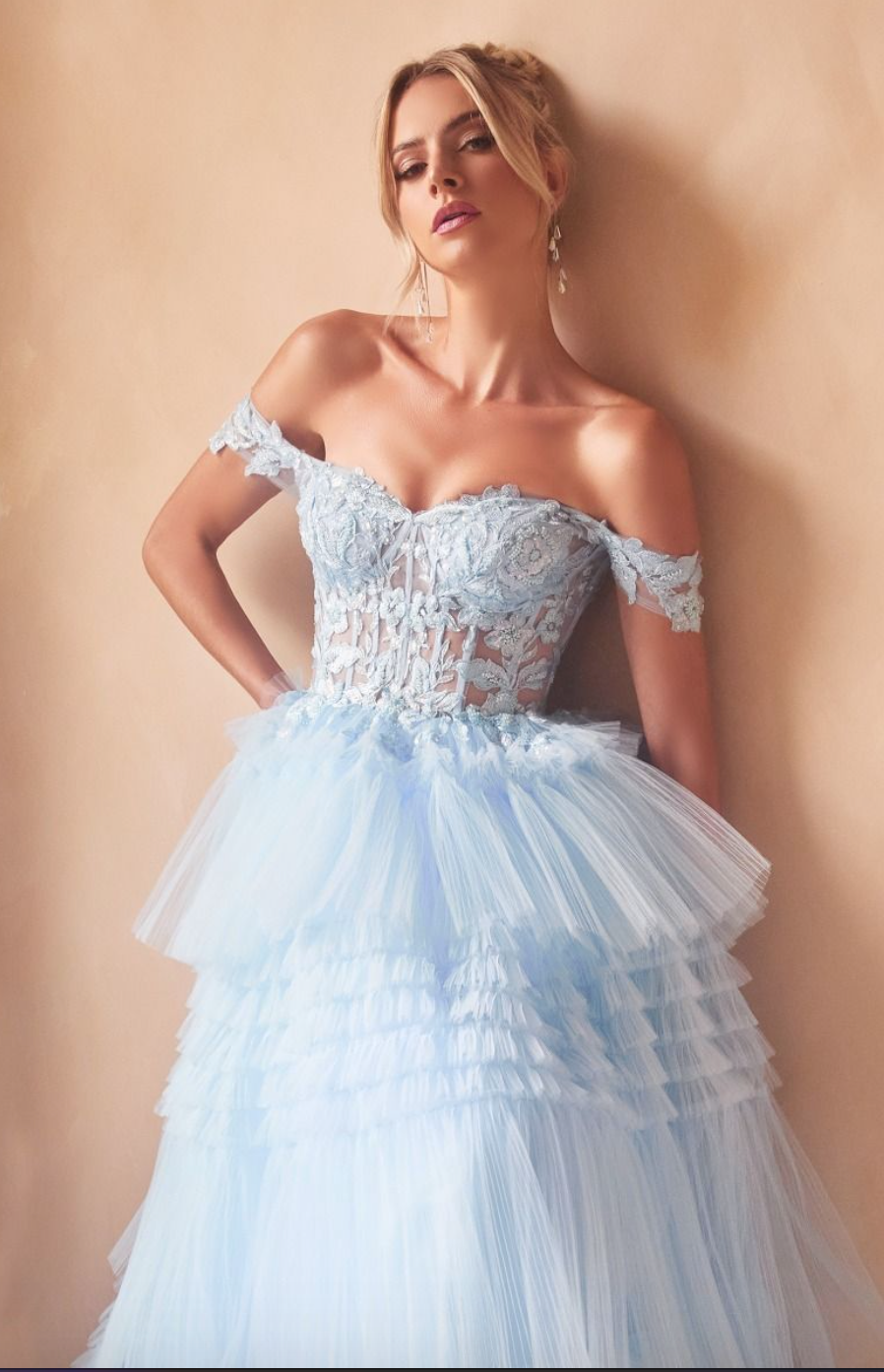 Amanda | Pleated Tulle Ball Gown | LaDivine 9315