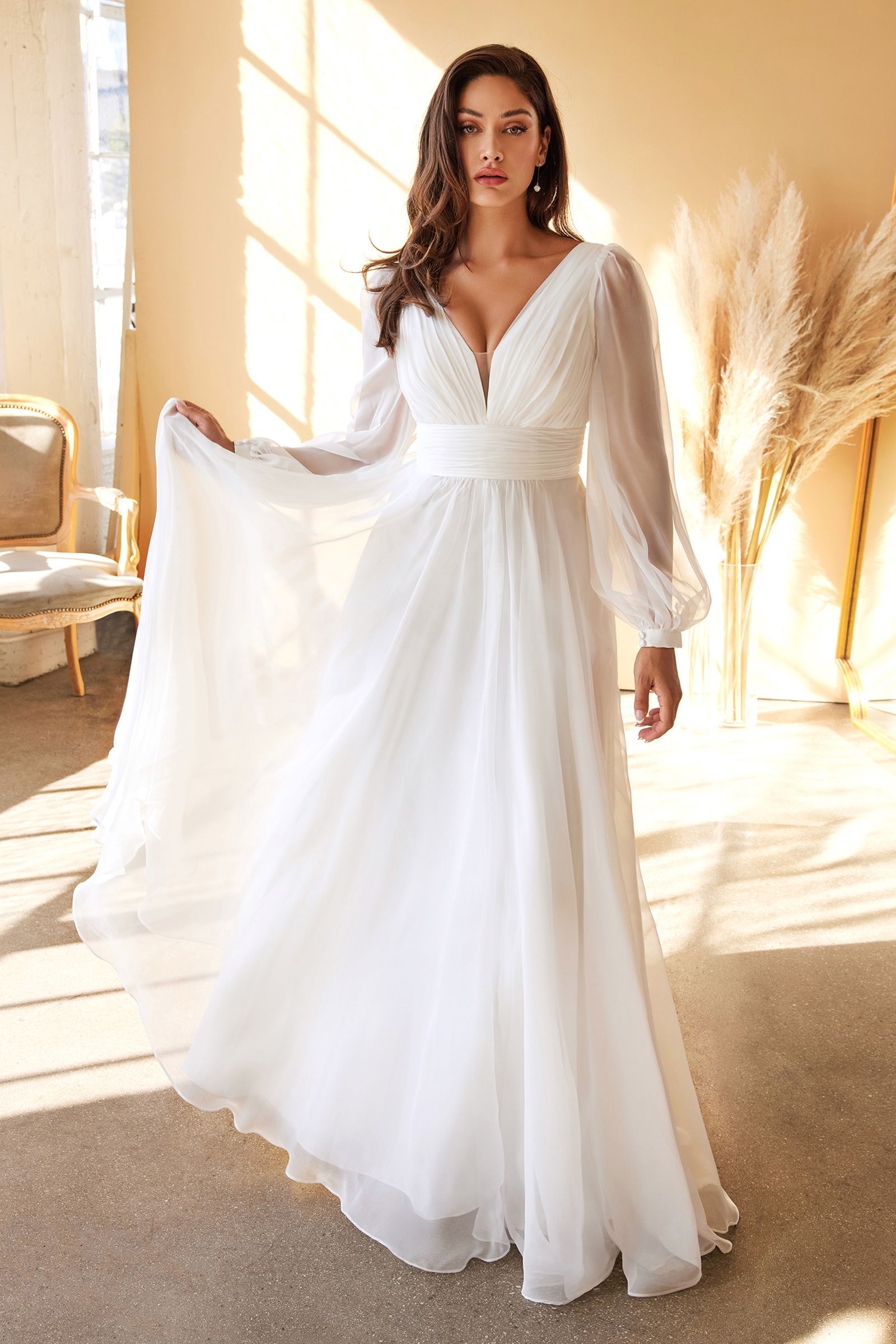 Love is in the Air | Chiffon Long Sleeve Bridal Gown | LaDivine CD0192