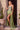 Ladivine Greenery satin evening gown with sheer corset bodice, sweetheart neckline, silver crystal beading, and ruched high side slit.