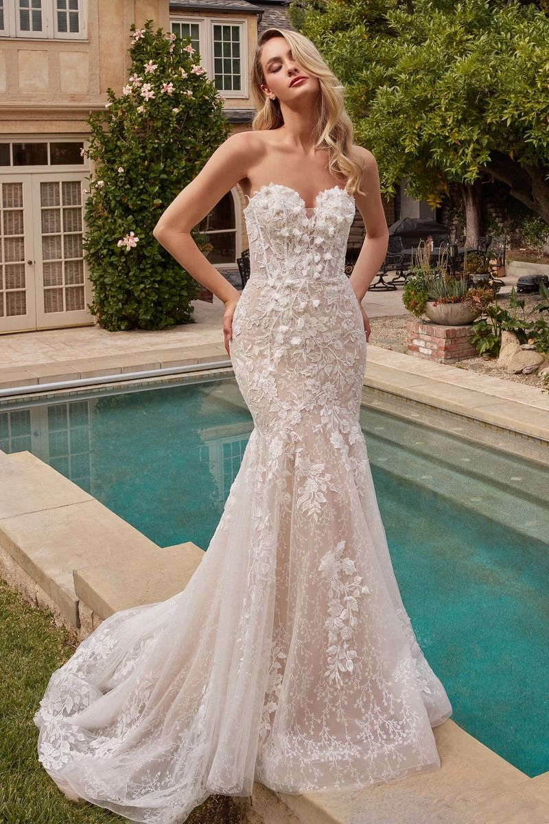 Pure Romance | Lace Mermaid Bridal Gown With Removable Sleeves | LaDivine CDS431W