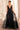 Ladivine Black Wedding guest Dress: Plunging V-Neck A-Line Tulle Gown with High Slit