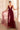 Ladivine Burgundy Wedding Guest Dress: Plunging V-Neck A-Line Tulle Gown with High Slit