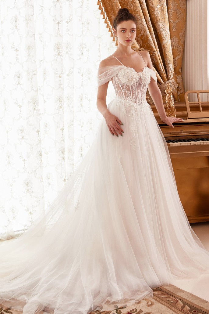 Stay With Me | Layered Tulle A Line Bridal Gown w/ Corset Bodice | LaDivine WN307