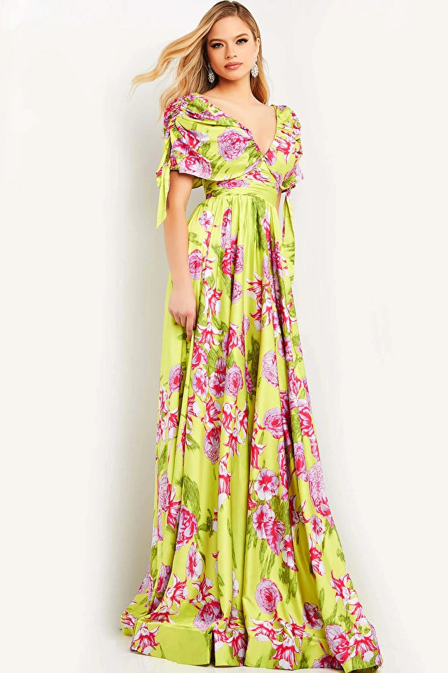 Keziah | Multi Floral Chiffon Maxi Evening Dress | Jovani 04176