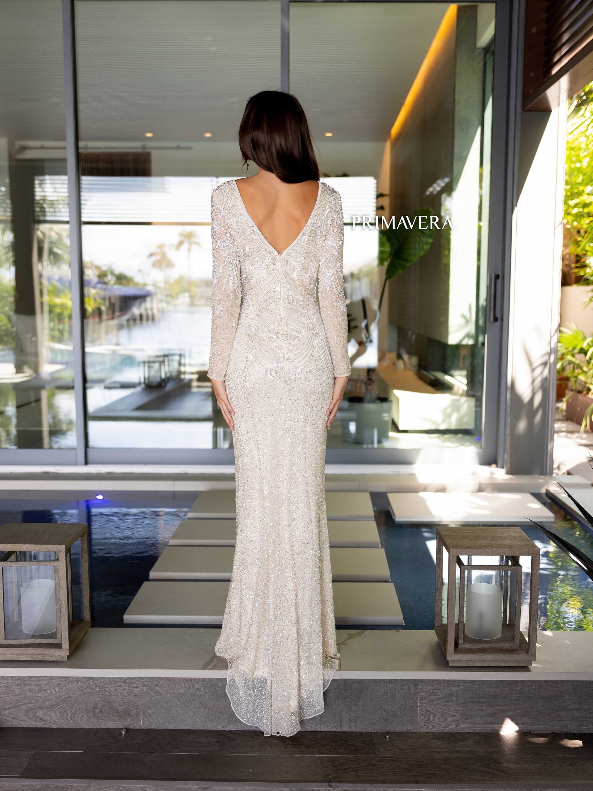 Keenan | Long Sleeve Beaded Gown | Primavera Couture 12165