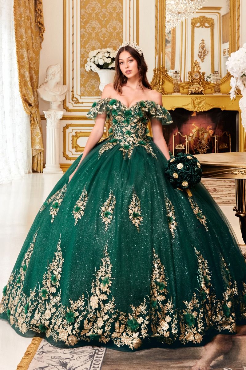 Loving Star | Floral off the Shoulder Quince Ball Gown | 15701