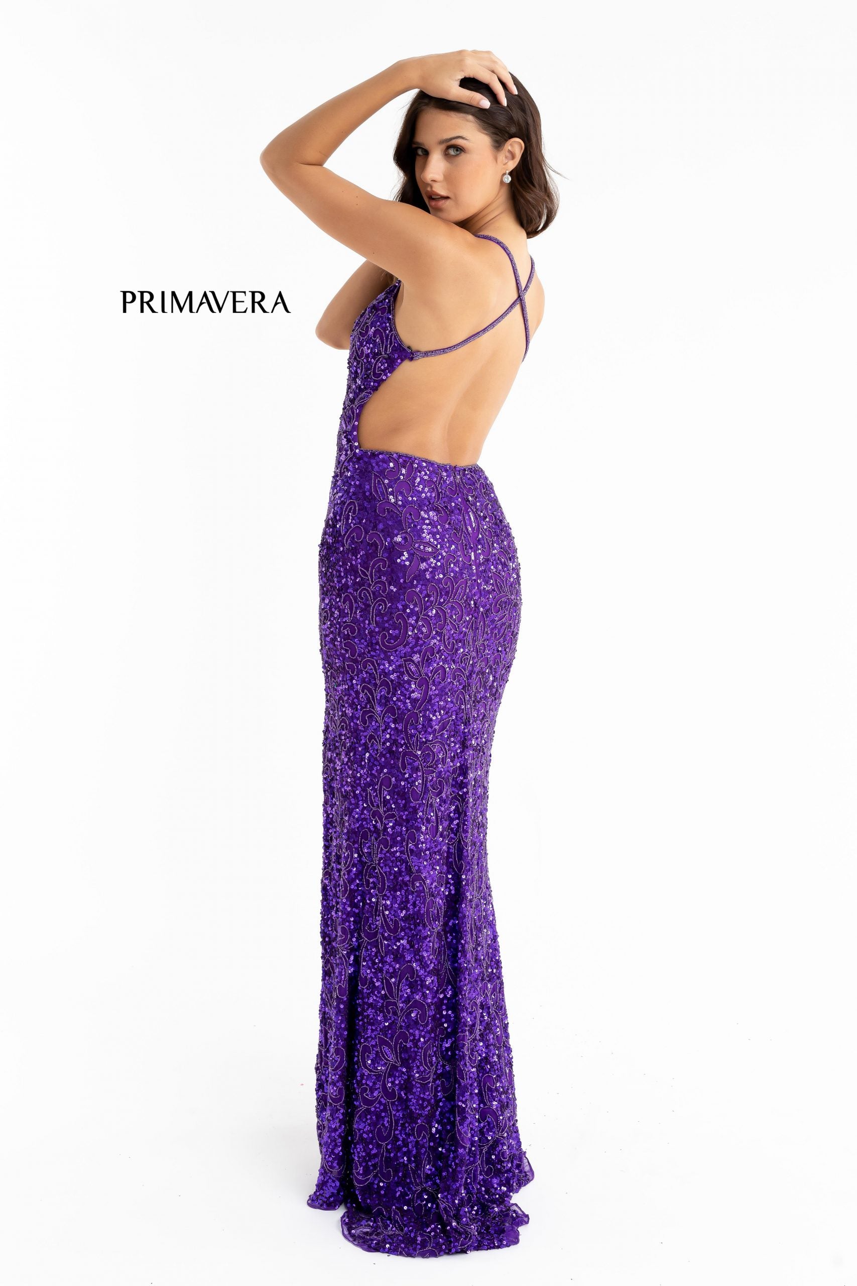 Gretta | Beaded Open Back Evening Gown | Primavera 3295