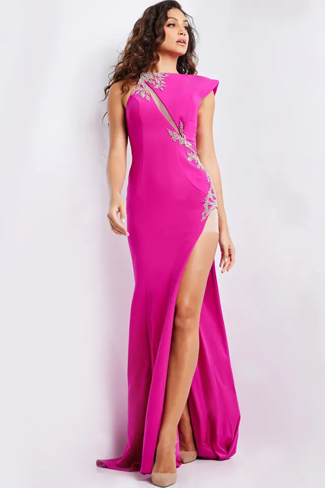 Isadora | Embellished High Slit Dress | Jovani 37342