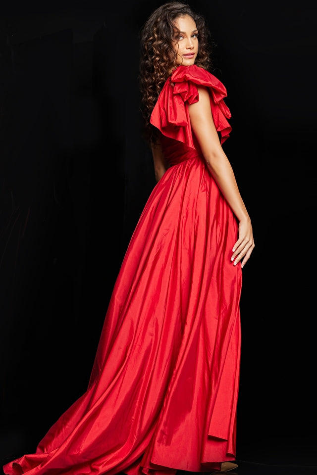 Ellin | One Shoulder High Slit Gown | Jovani 38466