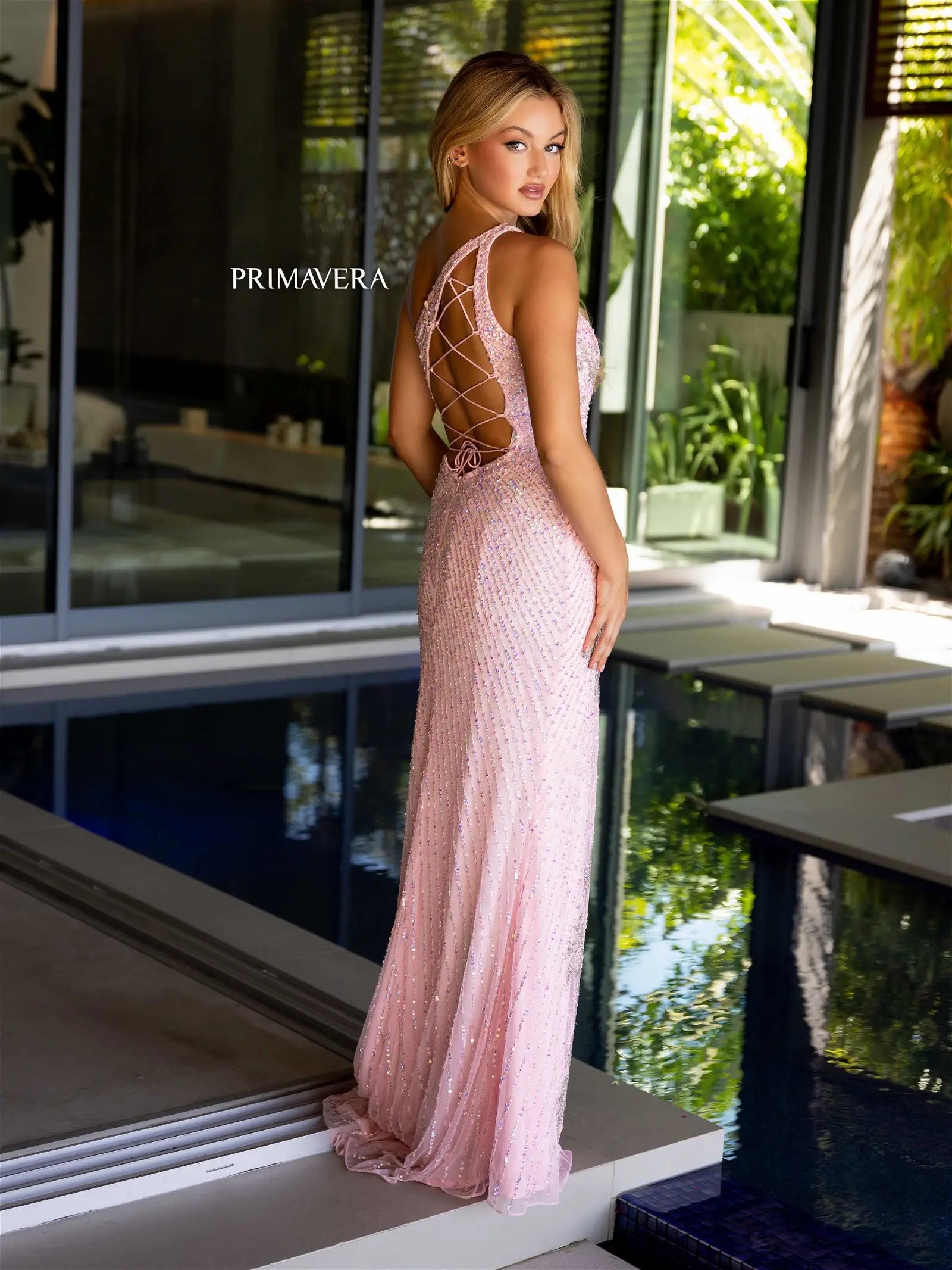 Carlissa | One Shouder Beaded Evening Gown | Primavera Couture 4120