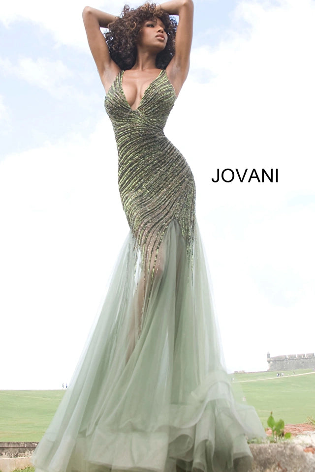 Shirley | Beaded Mermaid Evening Gown | Jovani 4741