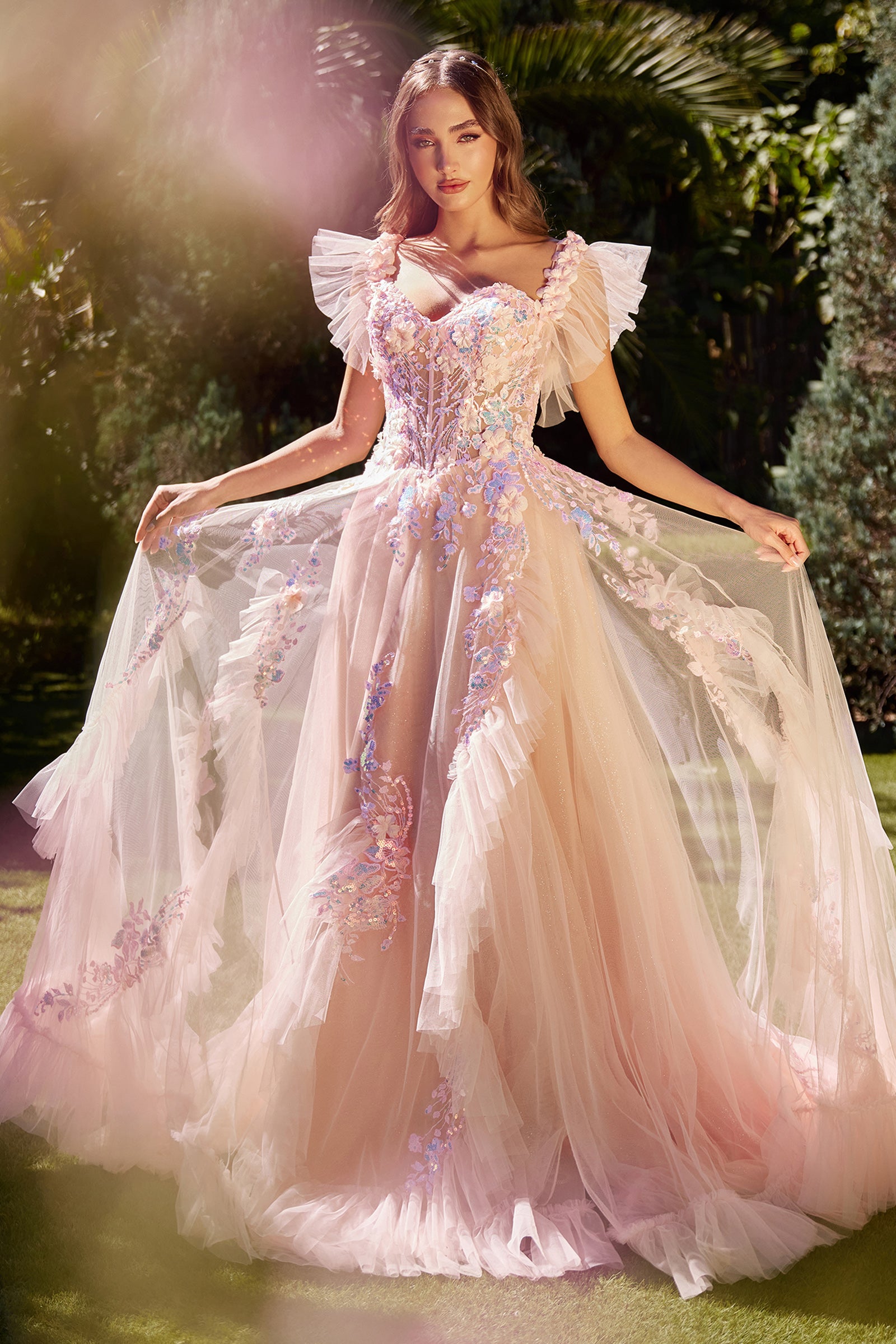 Bria | Floral Applique Ball Gown | Andrea & Leo Couture A1340