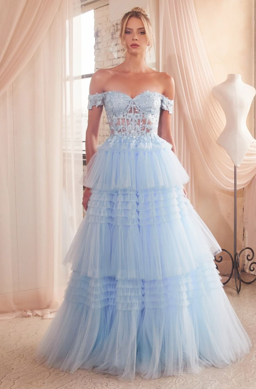 Amanda | Pleated Tulle Ball Gown | LaDivine 9315