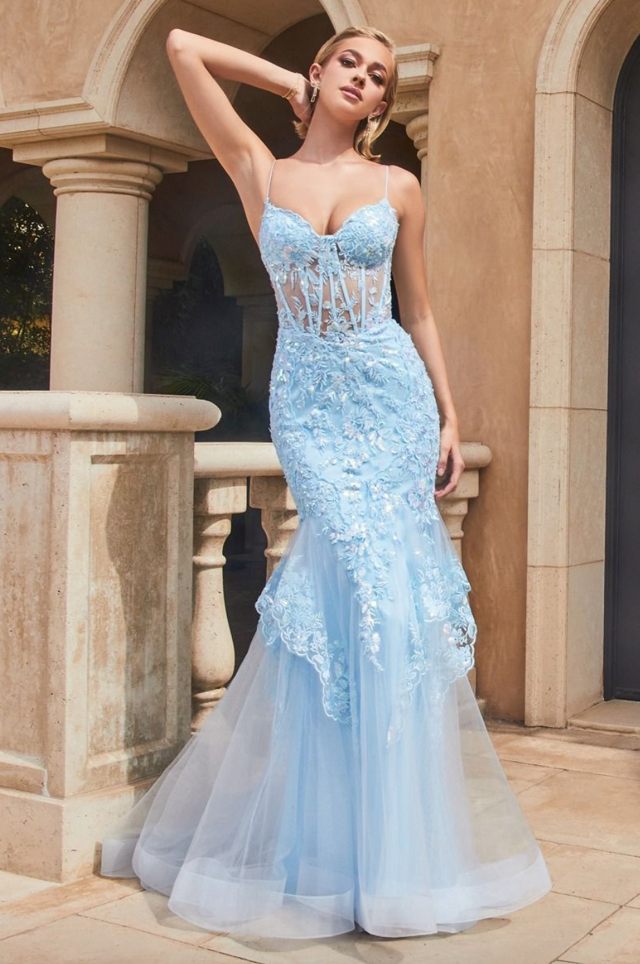 Branwin | Lace & Tulle Mermaid Gown | LaDivine 9316