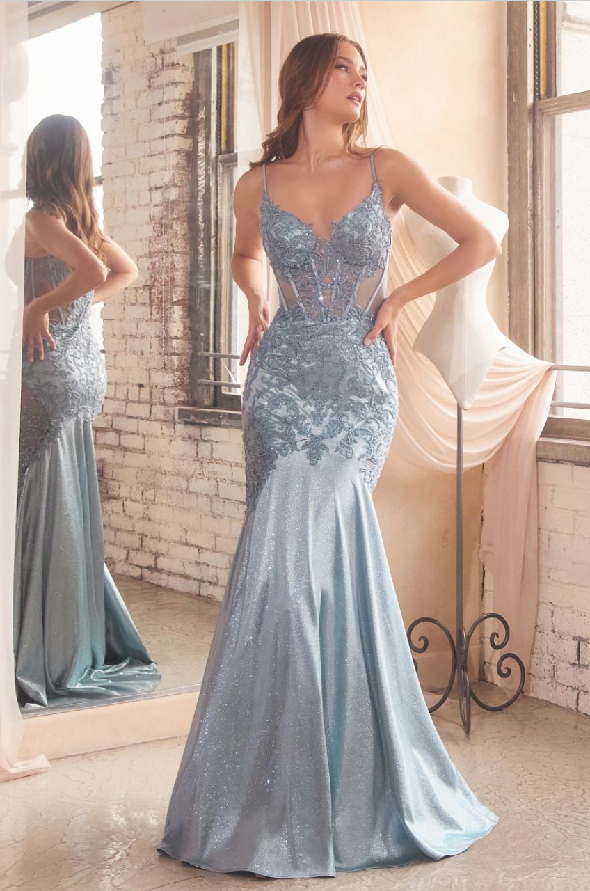 Gwen | Glitter & Lace Mermaid Gown | LaDivine CDS470