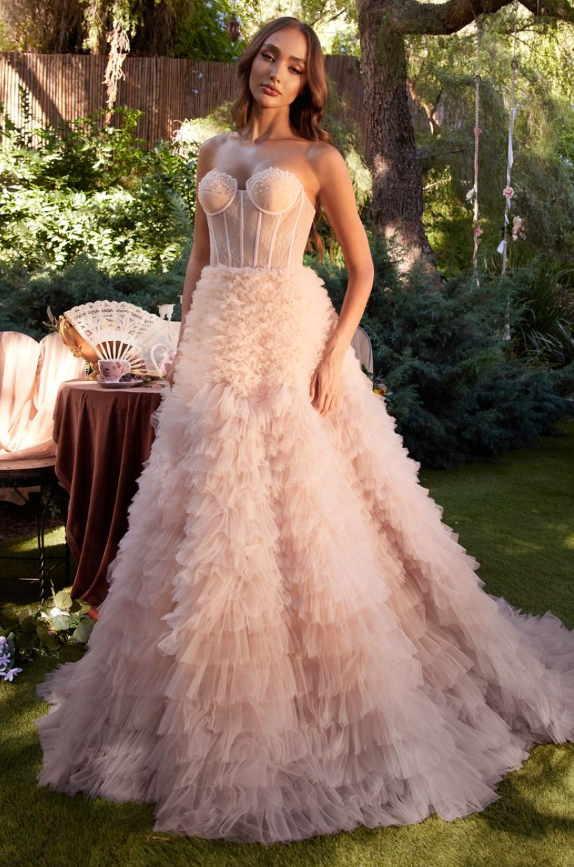 Eva | Strapless Ruffled Ombre Ball Gown | Andrea & Leo Couture A0767