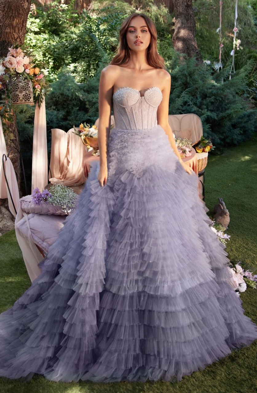 Eva | Strapless Ruffled Ombre Ball Gown | Andrea & Leo Couture A0767