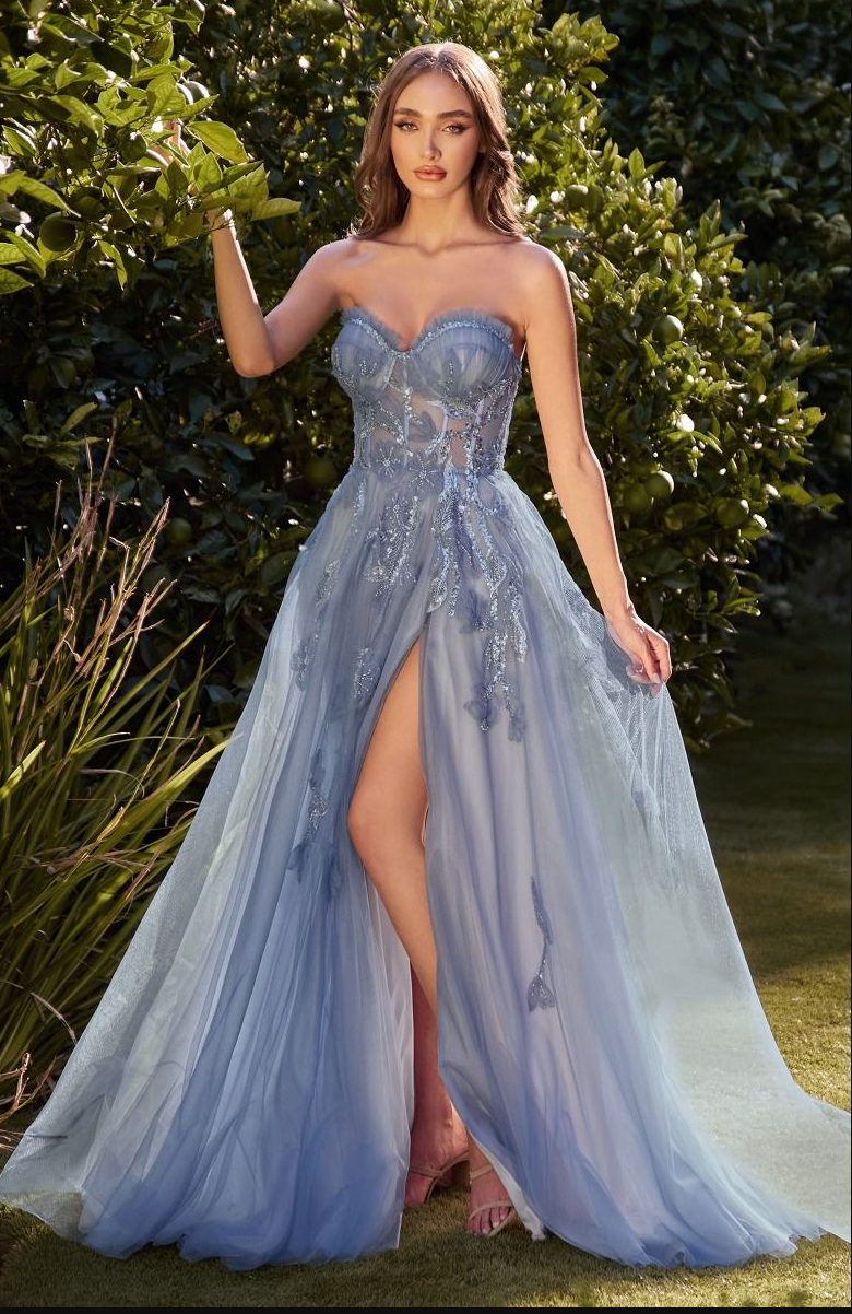 Cheyenne | Strapless Blue Ball Gown | Andrea & Leo Couture A1294