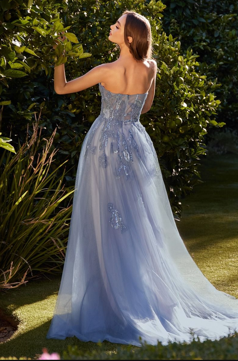 Cheyenne | Strapless Blue Ball Gown | Andrea & Leo Couture A1294