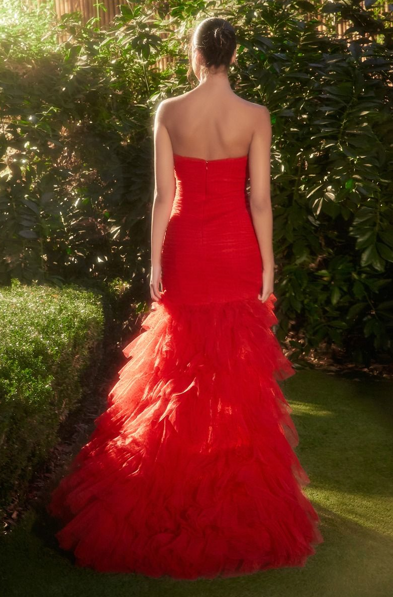 Cynthia | Red Strapless Mermaid Gown | Andrea & Leo Couture A1337