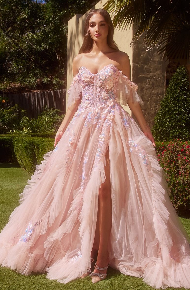 Bria | Floral Applique Ball Gown | Andrea & Leo Couture A1340