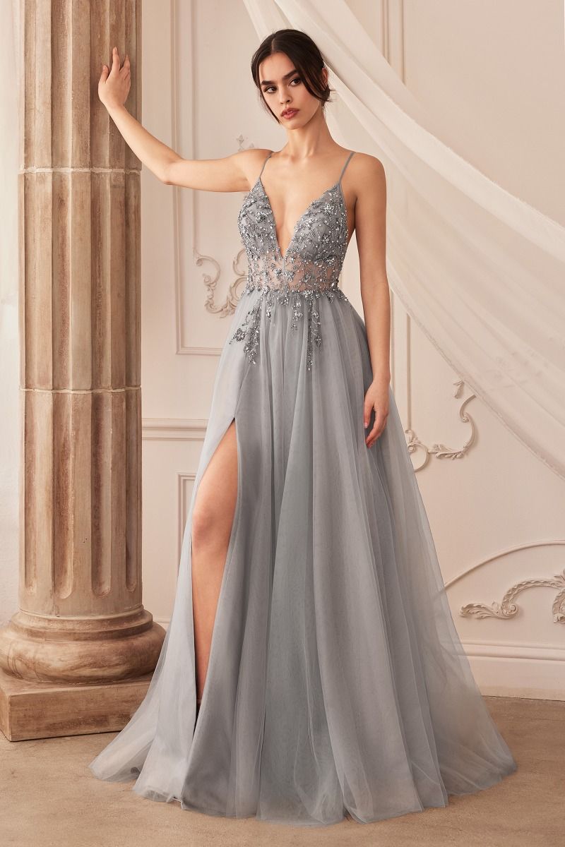 Ophelia | Bead Strap Tulle Gown | LaDivine A0672