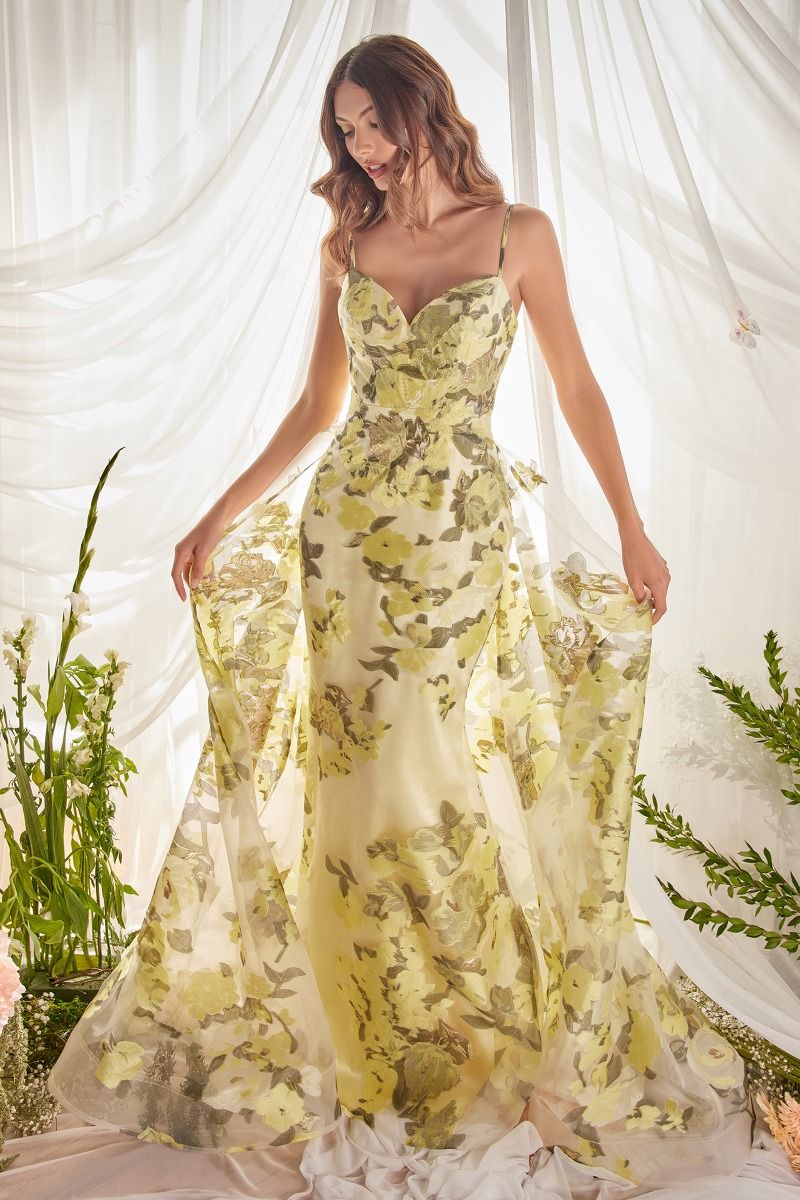 Under the Lemon Tree | Floral Print Fil Coupe Gown | A0770