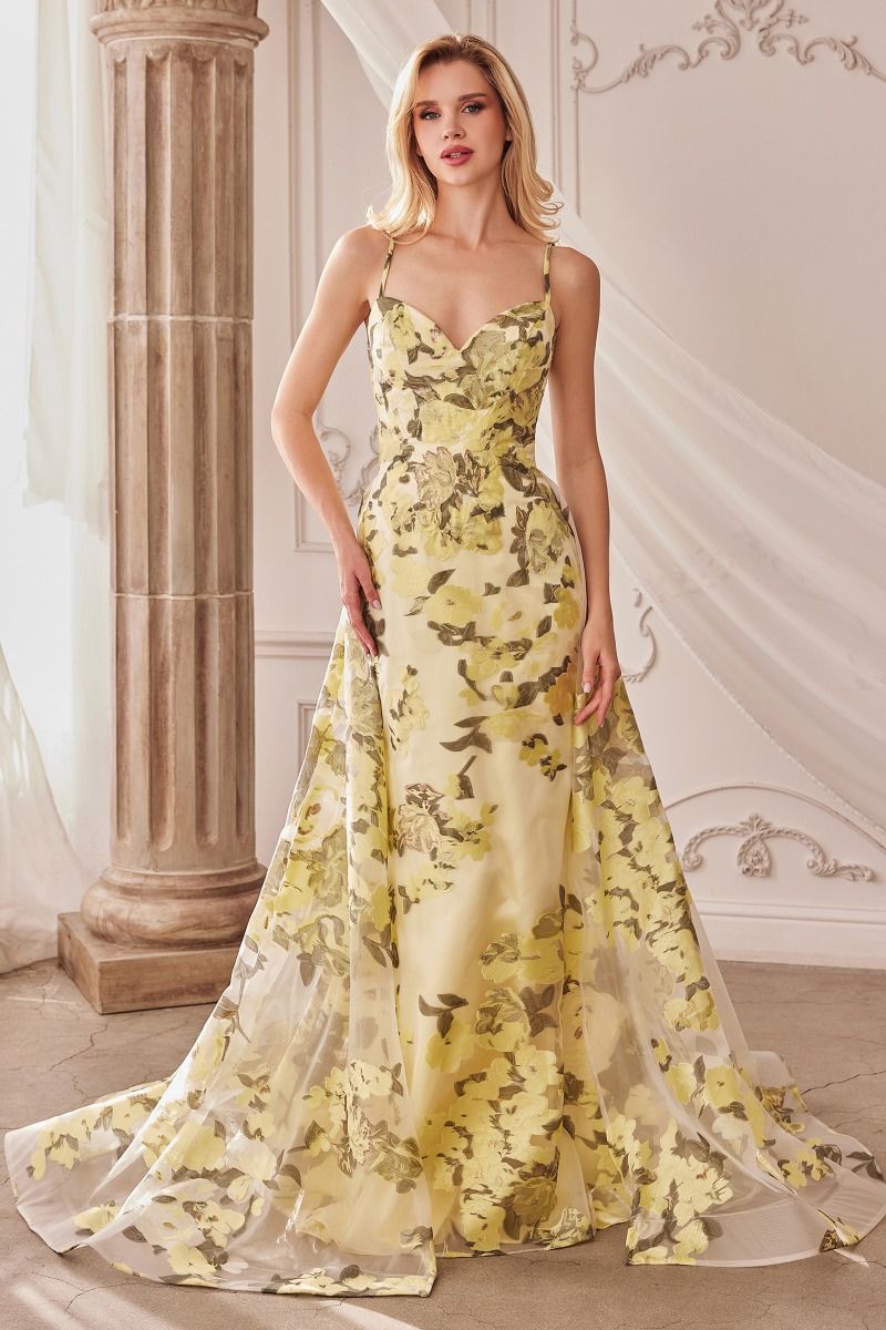 Under the Lemon Tree | Floral Print Fil Coupe Gown | A0770