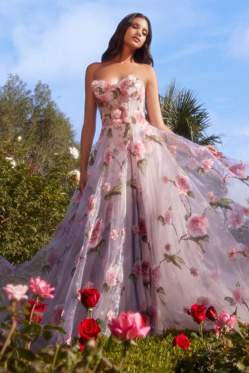 Portrait of a Rose Printed Organza Gown | A1035