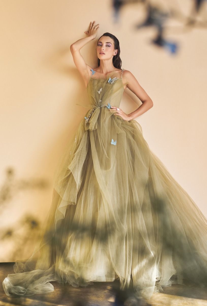 Belle of the Ball | Dancing Butterflies Plisse Ball Gown | Andrea & Leo Couture A1113