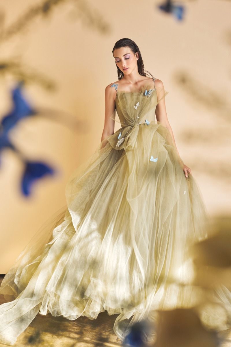 Belle of the Ball | Dancing Butterflies Plisse Ball Gown | Andrea & Leo Couture A1113