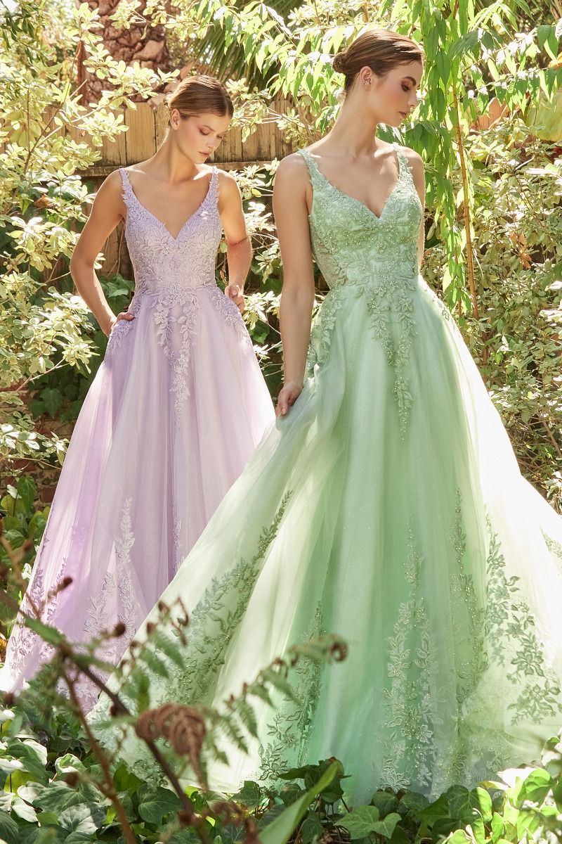 Keeley | Pastel Elysium Lace V-Neck Gown | Andrea & Leo Couture A1125