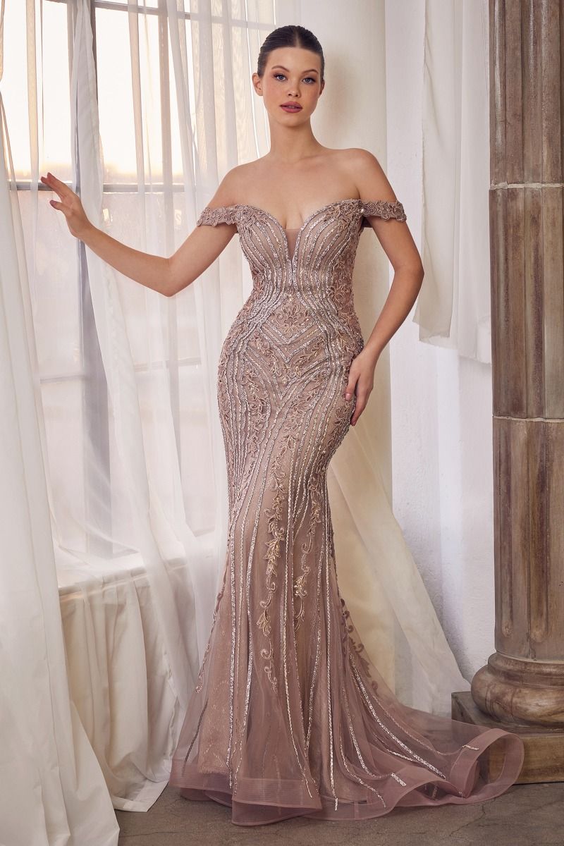 Jayla | Off the Shoulder Embellished Gown | Andrea & Leo Couture A1257
