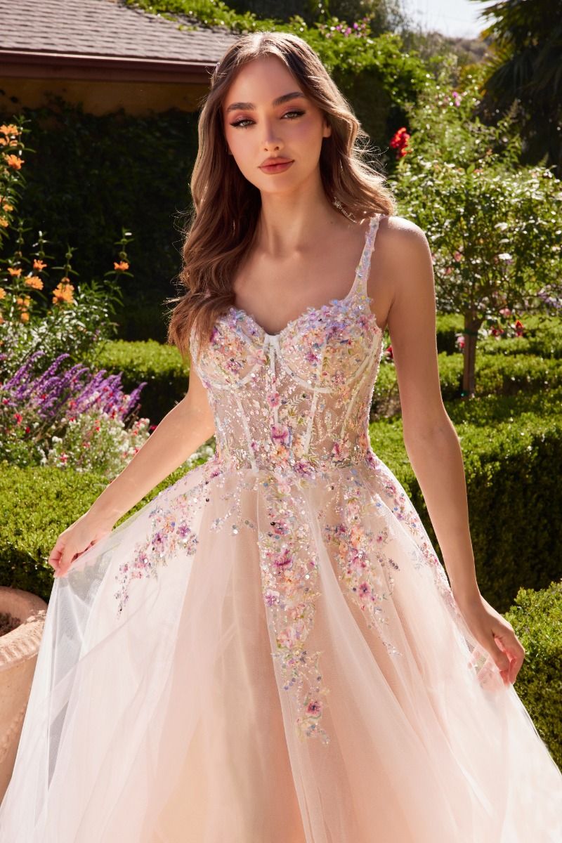 Sutton | A Line Floral Embellished Gown | A1288