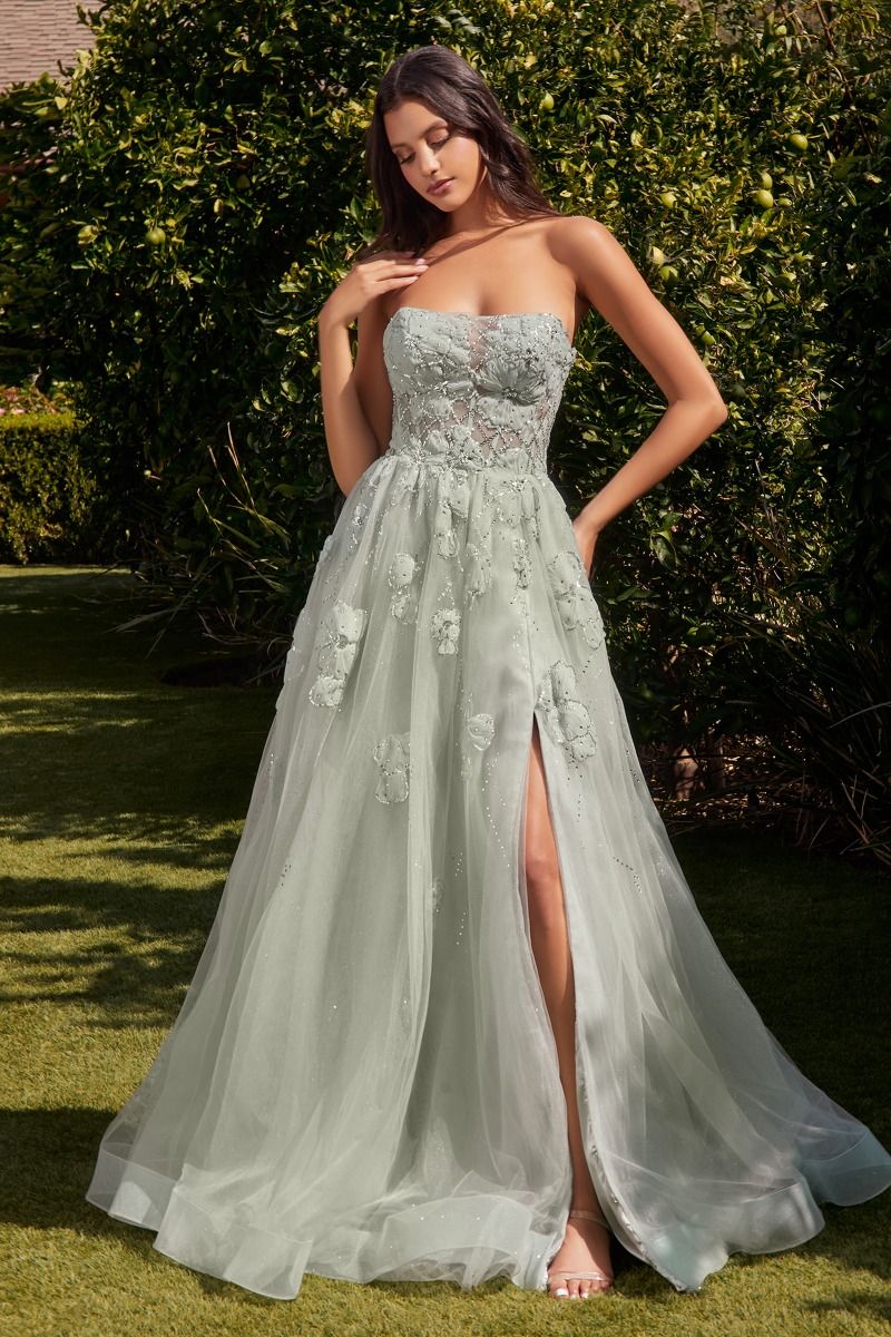 Tany | Strapless Sage Ball Gown | Andrea & Leo Couture  A1346
