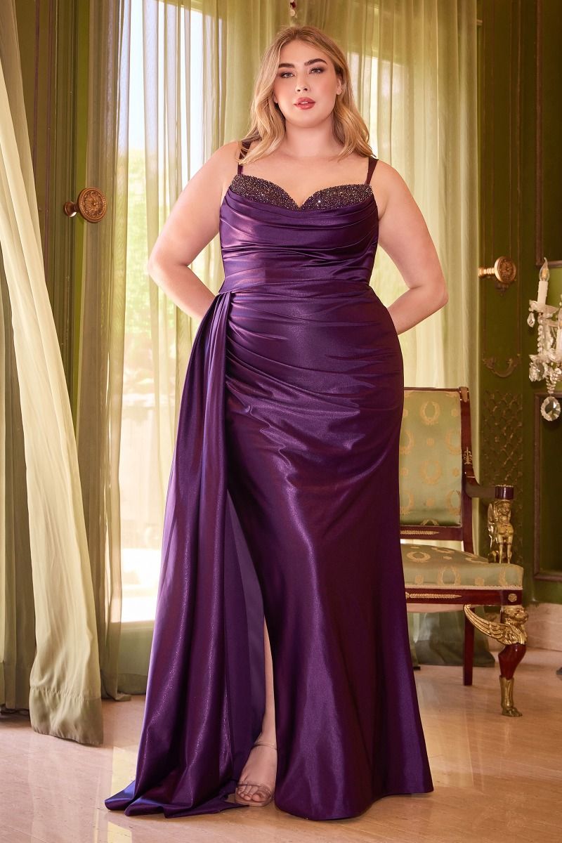 Adeola | Fitted Stretch Satin Gown | CD349C