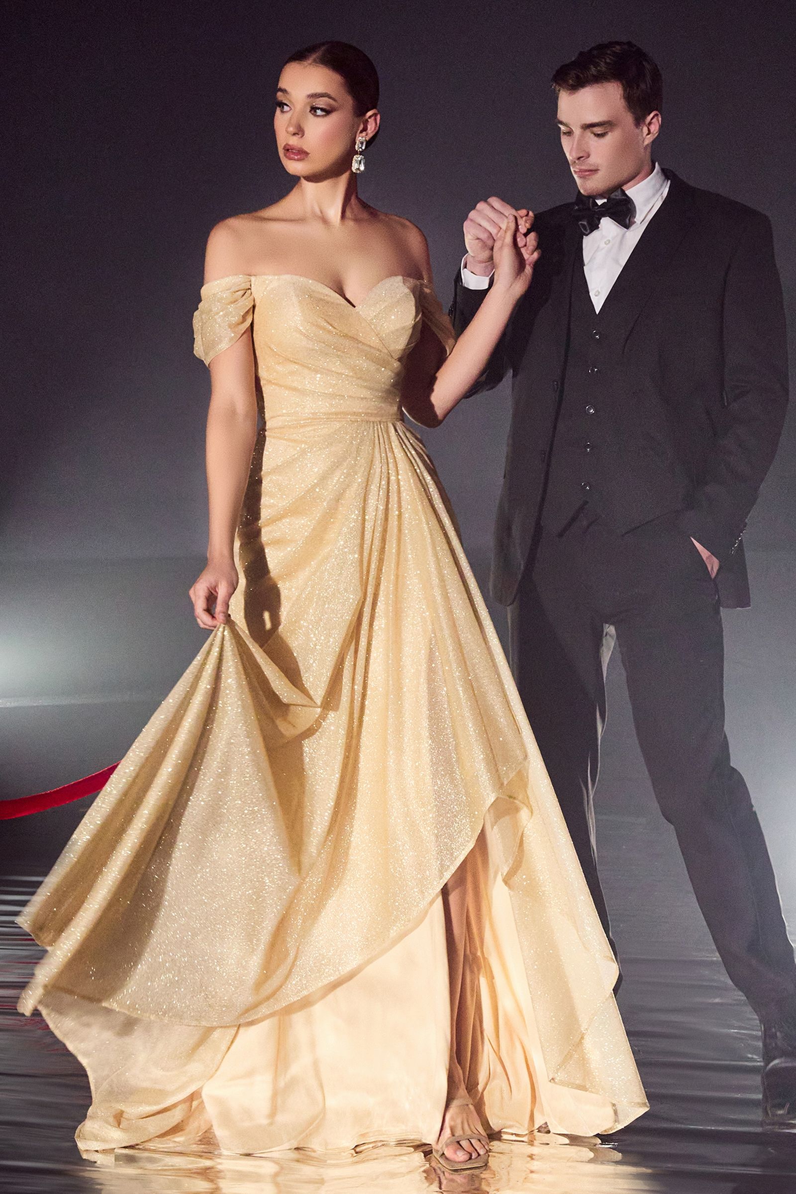 Lustrous Life | Off the Shoulder Glitter Gown | CD878