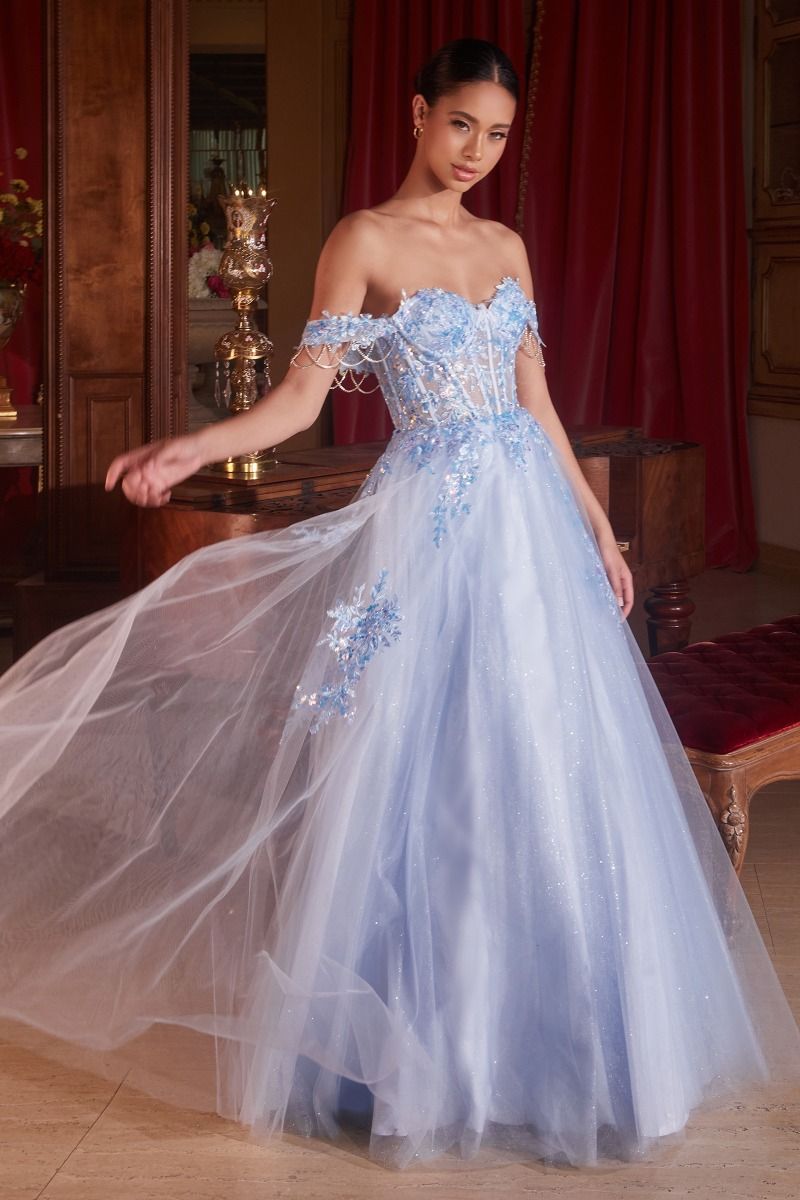 Melissa | Off the Shoulder Tulle Ball Gown | LaDivine CDS490