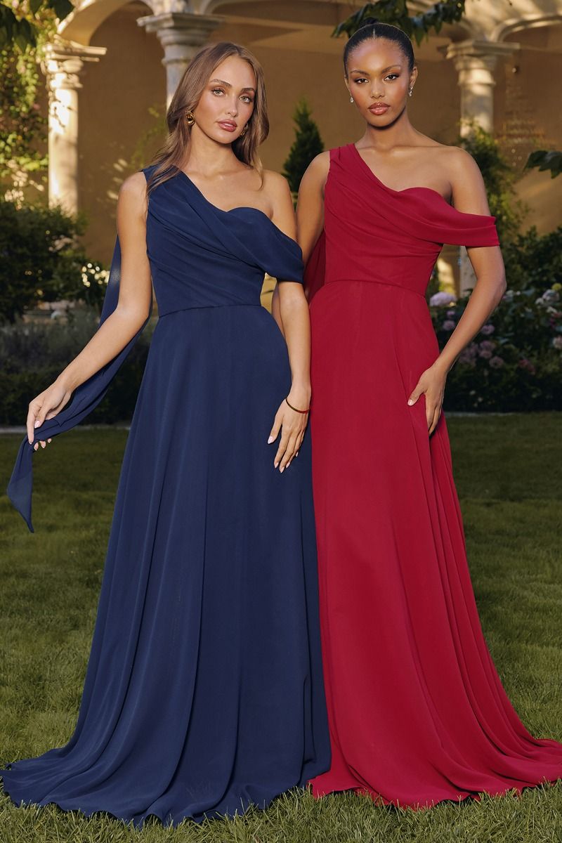Mackenna | One Shoulder Chiffon draped A Line Gown