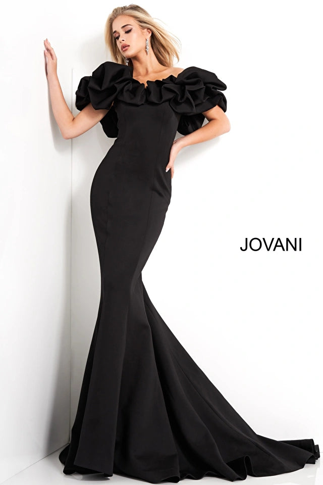 Renata | Off the Shoulder Scuba Evening Gown | Jovani 04368