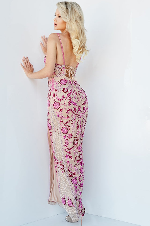 Bianca | Embellished V Neck Evening Dress | Jovani 08546