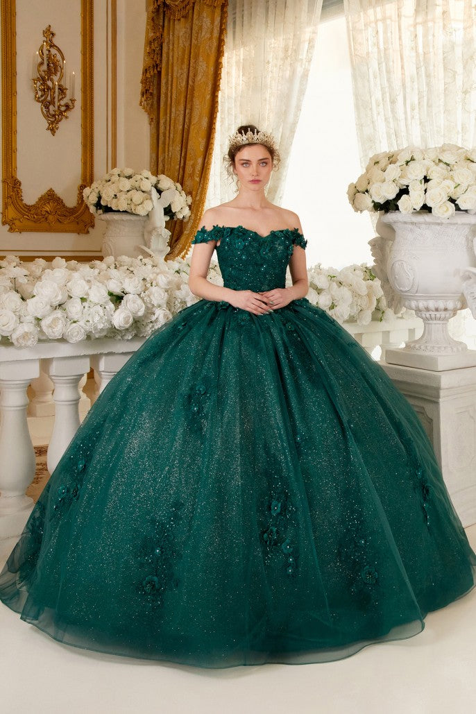 Love Angel | Off the Shoulder Floral Quince Ball Gown | 15702 | Quinceañera Dress