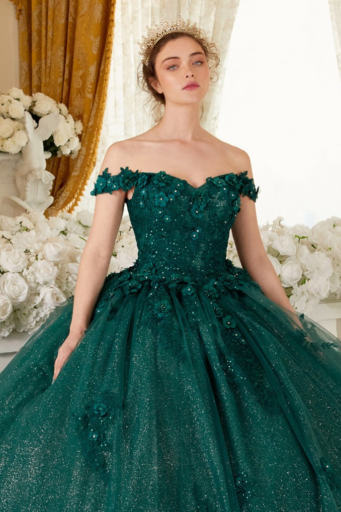 Love Angel | Off the Shoulder Floral Quince Ball Gown | 15702 | Quinceañera Dress