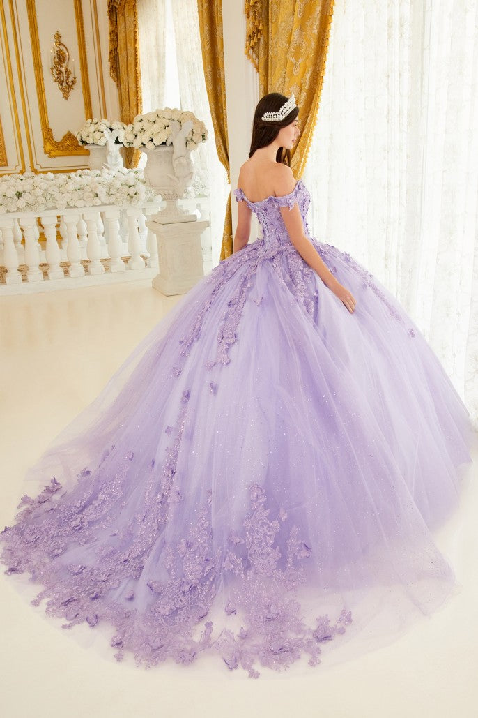 Dazzling | Layered Tulle Ball Gown with Lace Applique | LaDivine 15709