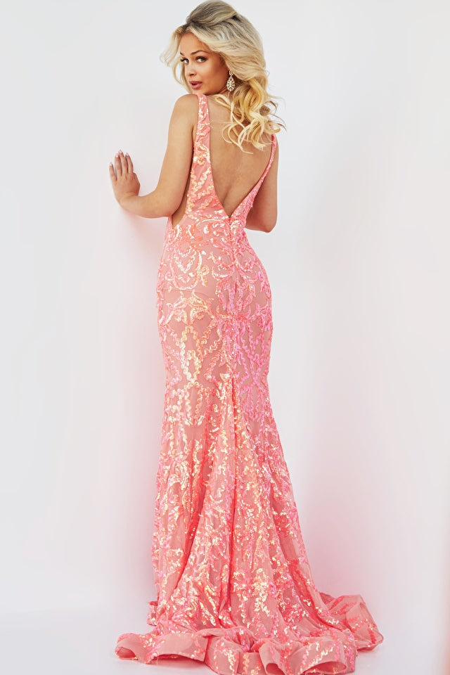 Liz | Sequin Embellished V Neck Dress | Jovani 22811