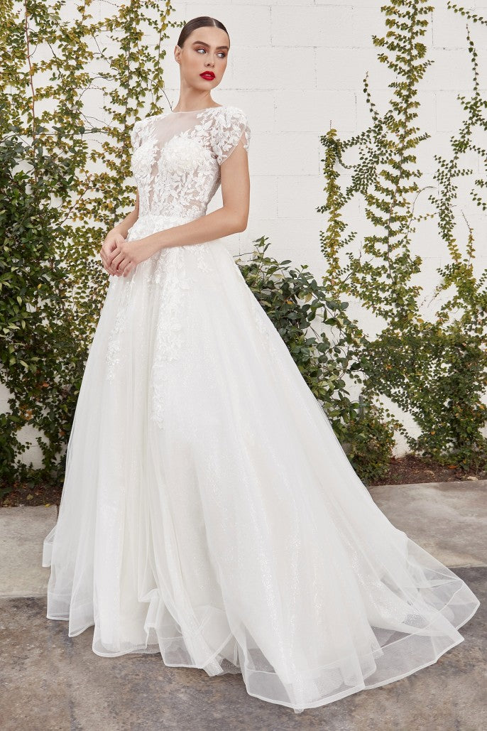 Sofian Cap Sleeve Lace Ball Gown | Andrea & Leo Couture A1082W