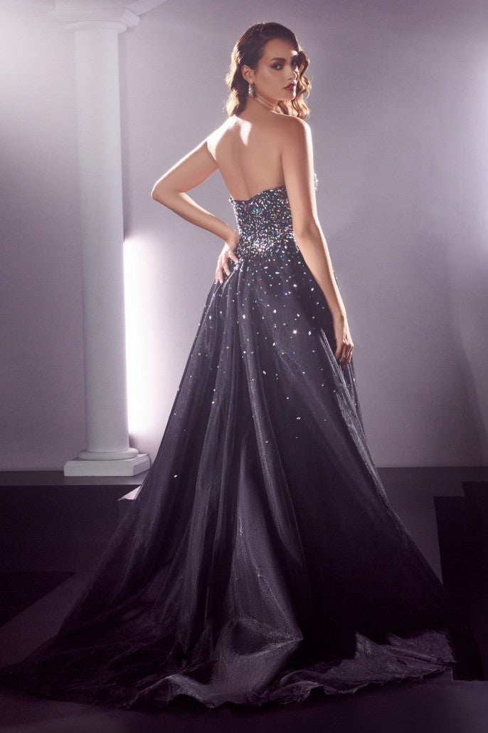 Party Princess | Strapless Ball Gown with Jewel Accents | LaDivine CB114