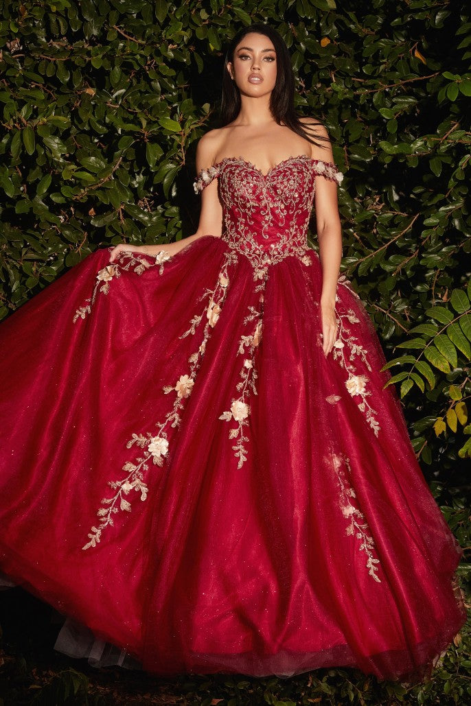 Off the Shoulder Layered Tulle Ball Gown | CD0185 | Quinceanera Dress | House of Bia Off the Shoulder Layered Tulle Ball Gown | CD0185 | Quinceanera Dress | House of Bia